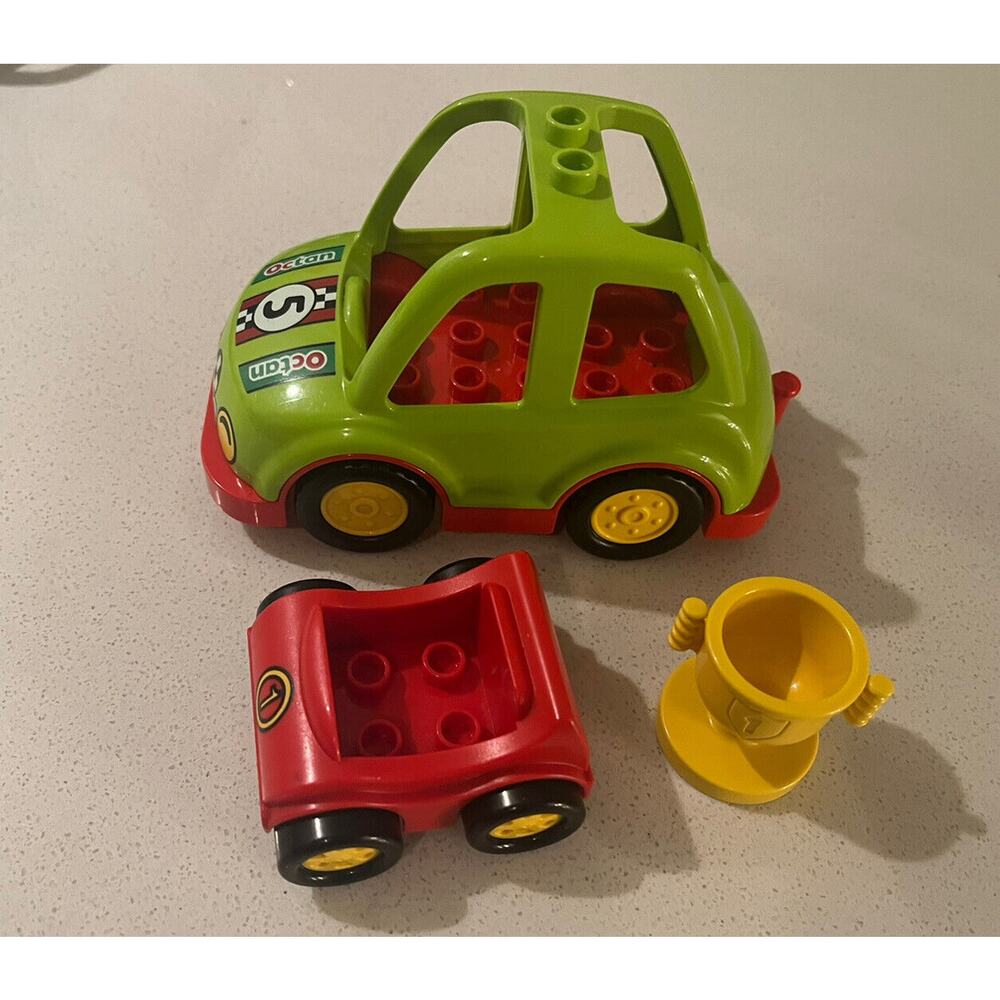 Lego Duplo Rally Car Lime Body With Octan Red Base Yellow Hub 15452pb03 15314c01